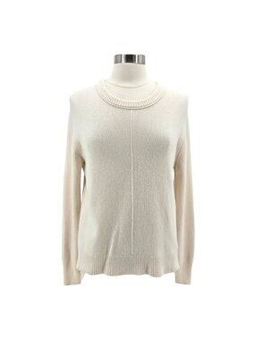 Velvet by Graham & Spencer Womens Medium Sweater Wool Blend Knit Back Slit Ivory